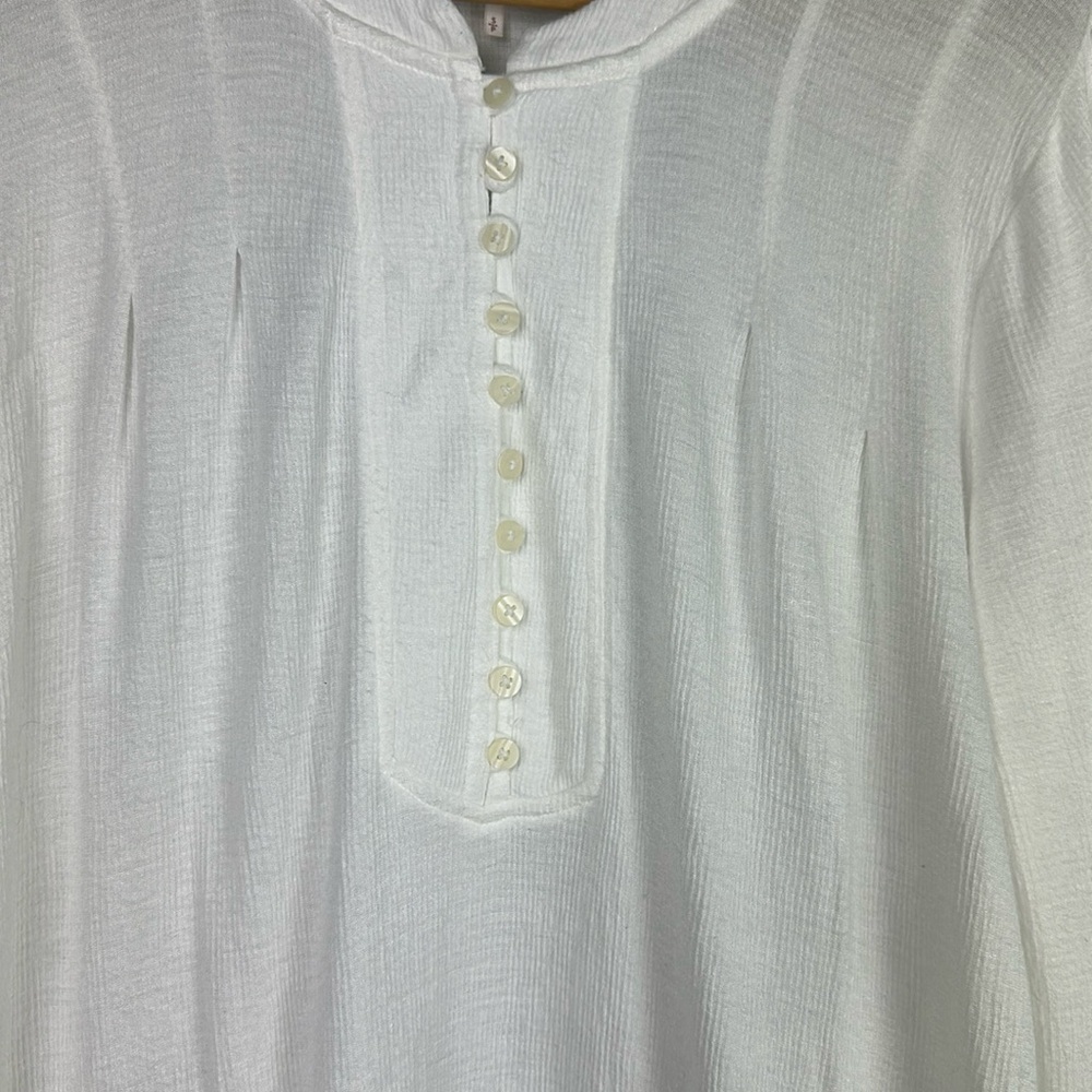 Free People Your Girl White Flounce Hem Textured Tunic Top Size S Mini Dress - Picture 9 of 16